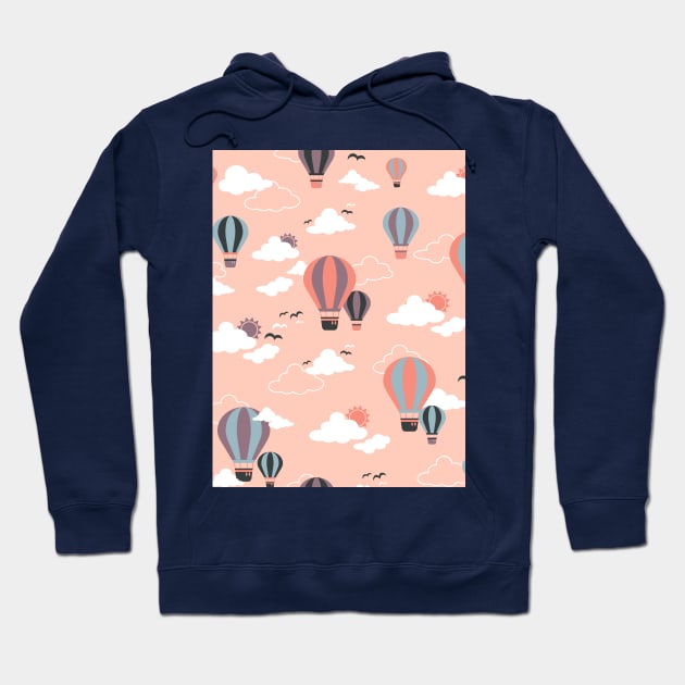 Sunset Hot Air Ballon Pattern Hoodie by FlinArt